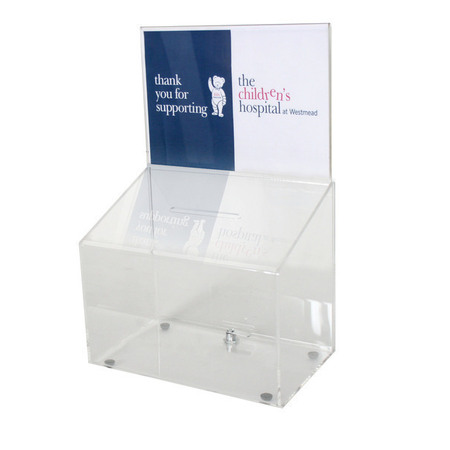 Suggestion/Ballot Box Clear for Counter with A5 Sign Holder