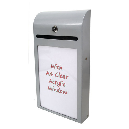 Wall Silver Steel Suggestion Box with A4 sign