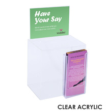 Premium Acrylic Clear Suggestion Box with A5 Display with DL Brochure Holder