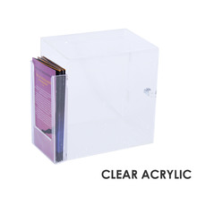 Premium Acrylic Clear Suggestion Box with DL Brochure Holder on side 