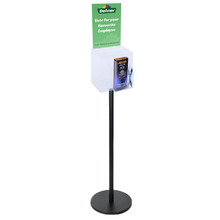 Premium Clear Suggestion Box with A4 Display on Black Pole and Base with DL Brochure Holder and Pen Holder