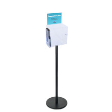 Premium Clear Suggestion Box with A5 Display on Black Pole and Base with DL Brochure Holder and Pen Holder on Side