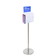 Premium Clear Suggestion Box with A5 Display on Silver Pole and Base with DL Brochure Holder on Side