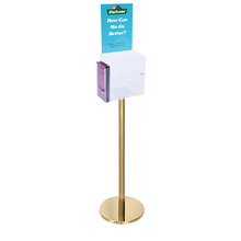 Premium Clear Suggestion Box with A4 Display on Gold Pole and Base with DL Brochure Holder on Side