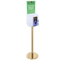 Premium Clear Suggestion Box with A4 Display on Gold Pole and Base with DL Brochure Holder and Pen Holder