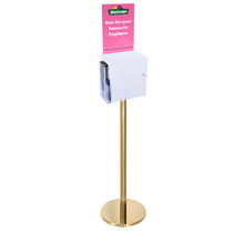 Premium Clear Suggestion Box with A4 Display on Gold Pole and Base with DL Brochure Holder and Pen Holder on Side