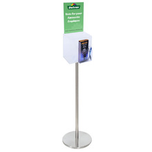 Premium Clear Suggestion Box with A4 Display on Silver Pole and Base with DL Brochure Holder and Pen Holder