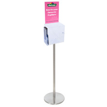 Premium Clear Suggestion Box with A4 Display on Silver Pole and Base with DL Brochure Holder and Pen Holder on Side