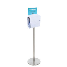 Premium Clear Suggestion Box with A5 Display on Silver Pole and Base with DL Brochure Holder and Pen Holder on Side