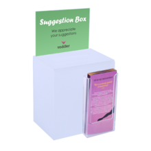 Premium Acrylic Frosted Suggestion Box with A5 Display with DL Brochure Holder