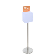 Premium Frosted Suggestion Box with A5 Display on Silver Pole and Base