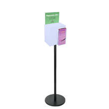 Premium Frosted Suggestion Box with A5 Display on Black Pole and Base with DL Brochure Holder