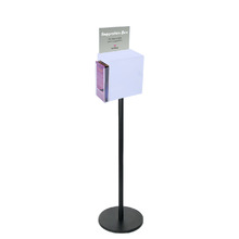 Premium Frosted Suggestion Box with A5 Display on Black Pole and Base with DL Brochure Holder on side