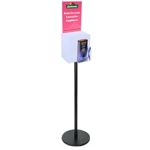 Premium Frosted Suggestion Box with A4 Display on Black Pole and Base with DL Brochure Holder and Pen Holder