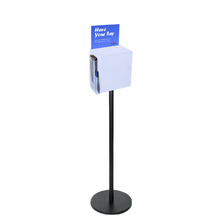 Premium Frosted Clear Suggestion Box with A5 Display on Black Pole and Base with DL Brochure Holder and Pen Holder on side