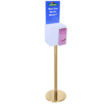 Premium Frosted Suggestion Box with A4 Display on Gold Pole and Base with DL Brochure Holder