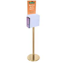 Premium Clear Suggestion Box with A4 Display on Gold Pole and Base with DL Brochure Holder on side
