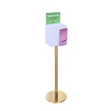 Premium Frosted Suggestion Box with A5 Display on Gold Pole and Base with DL Brochure Holder