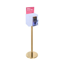 Premium Frosted Suggestion Box with A5 Display on Gold Pole and Base with DL Brochure Holder and Pen Holder
