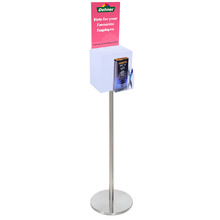 Premium Frosted Suggestion Box with A4 Display on Silver Pole and Base with DL Brochure Holder and Pen Holder