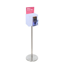 Premium Frosted Suggestion Box with A5 Display on Silver Pole and Base with DL Brochure Holder and Pen Holder