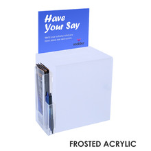 Premium Acrylic Frosted Suggestion Box with A5 Display and DL Brochure Holder and Pen Holder on side