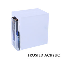 Premium Acrylic Frosted Suggestion Box with DL Brochure Holder and Pen Holder on side