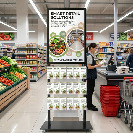 Tall Info Stand -  A1 Snap Frame with 18 DL Brochure Holders