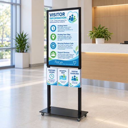 Tall Info Stand -  A1 Snap Frame with 3 A4 Brochure Holders