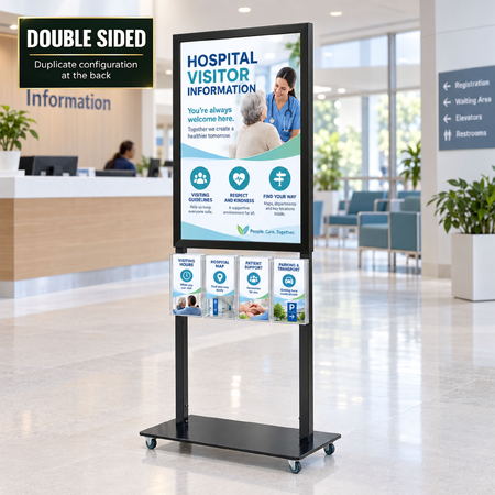 Tall Info Stand -  A1 Snap Frame with 4 A5 Brochure Holders Double Sided 
