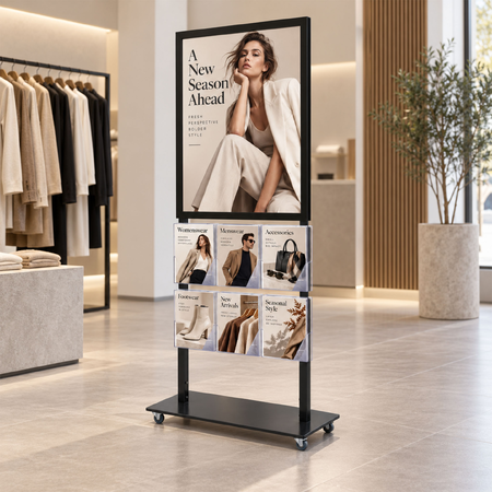 Tall Info Stand -  A1 Snap Frame with 6 A4 Brochure Holders 
