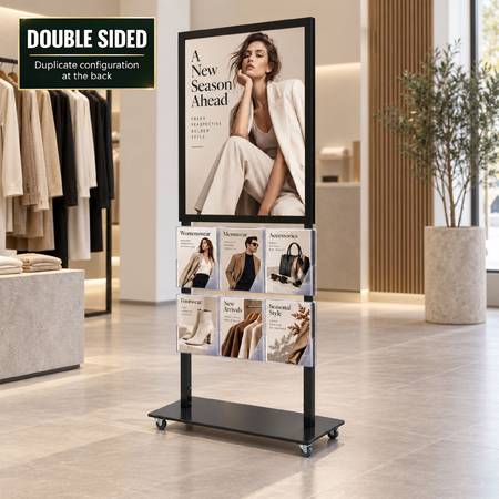Tall Info Stand -  A1 Snap Frame with 6 A4 Brochure Holders Double Sided