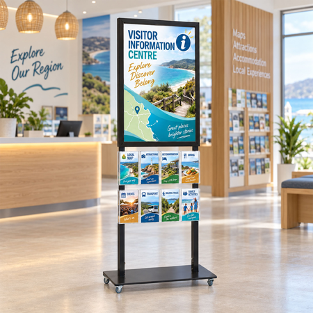 Tall Info Stand -  A1 Snap Frame with  8 A5 Brochure Holders