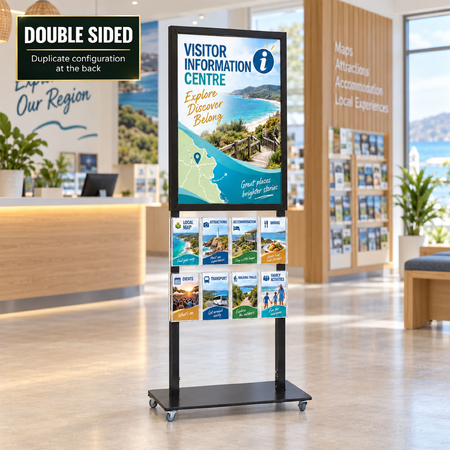 Tall Info Stand -  A1 Snap Frame with  8 A5 Brochure Holders Double Sided