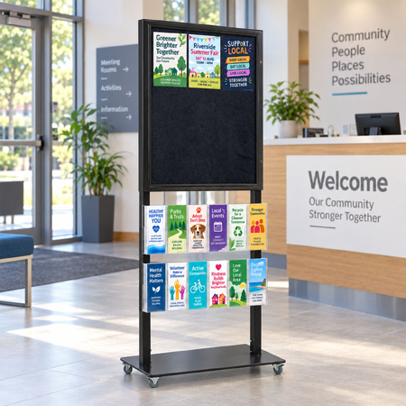 Tall Info Stand - 1 Felt Board with  12 DL Brochure Holders