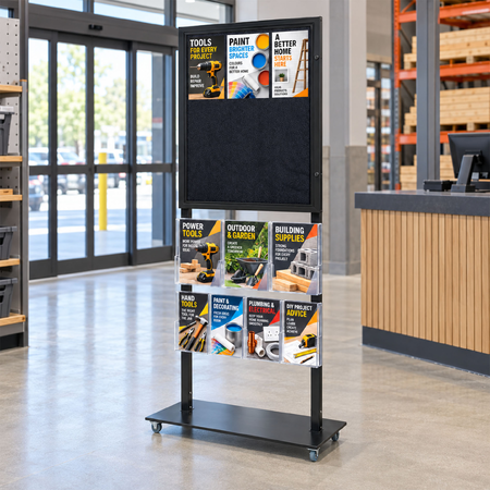 Tall Info Stand - 1 Felt Board with  3 A4 + 4 A5 Brochure Holders