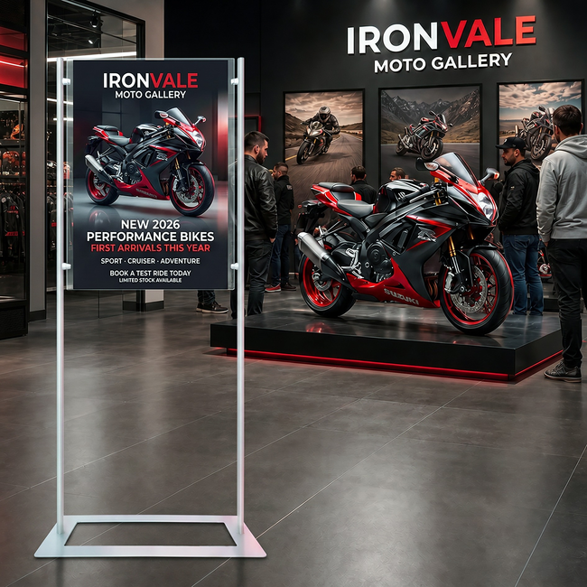 Premium Acrylic 1800mm Lobby Stand Holds A1 Poster Double Sided 