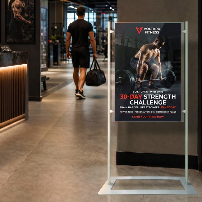 Premium Acrylic 1450mm Lobby Stand Holds A1 Poster Double Sided 