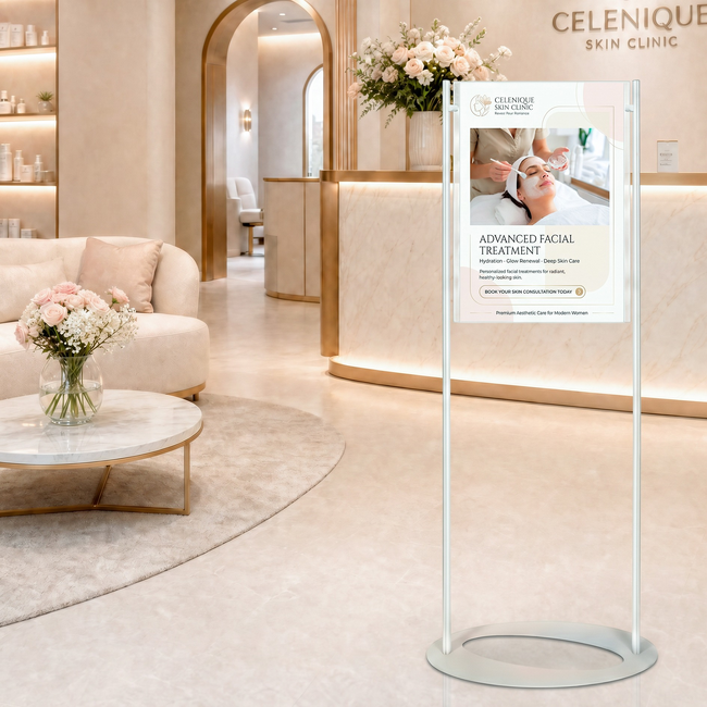 Premium Acrylic 1450mm Lobby Stand Holds A2 Poster Double Sided 