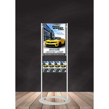 Premium Acrylic 1450mm Lobby Stand Holds A2 Poster Double Sided with 4 DL Brochure Holders on one side