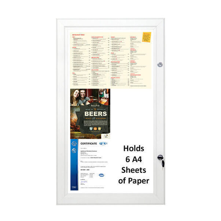 Silver Lockable Magnetic Notice Board (Holds 6 x A4 Sheets)
