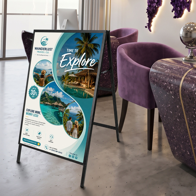 Premium Black A-Frame with Printed 600 x 900 Corflute Inserts