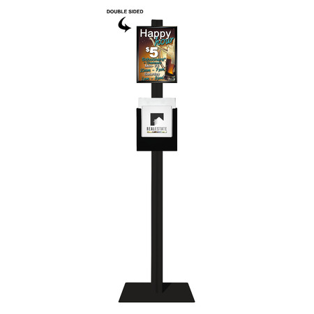 Black Retail Stand A3 Snap Frame and Black Steel Brochure Holder Double Sided