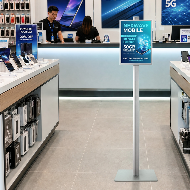 Retail Stand with A3 Snap Frame