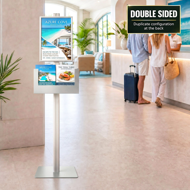 Retail Stand with A3 Snap Frame and A3 Brochure Holder Double Sided