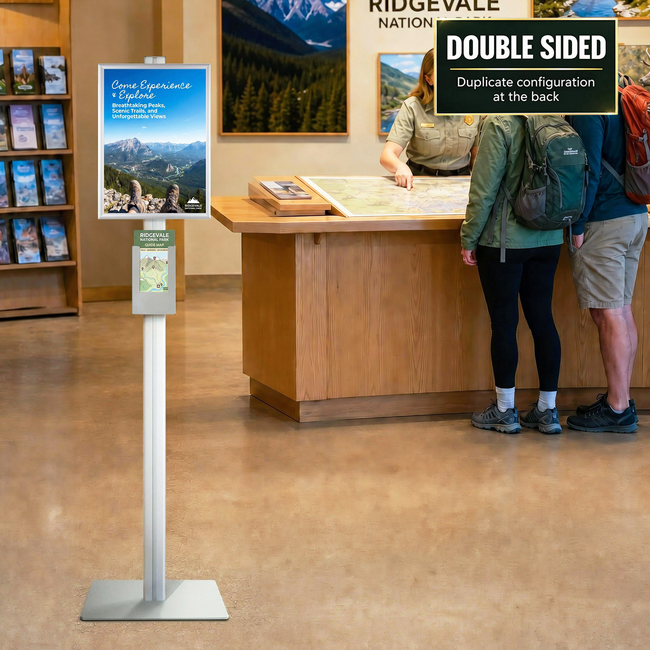Retail Stand with A3 Snap Frame and DL Brochure Holder Double Sided