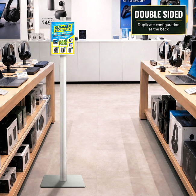 Retail Stand with A4 Snap Frame Double Sided
