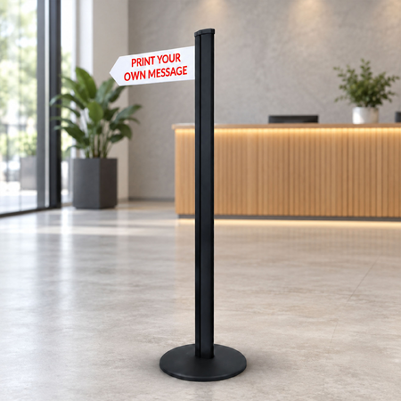 Direction Sign - 1 Arrow 1800mm Black Pole and Base 