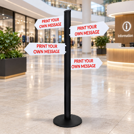 Direction Sign - 4 Arrows 1800mm Black Pole and Base 