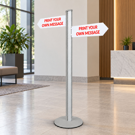 Direction Sign - 2 Arrows 1800mm Silver Pole and Base